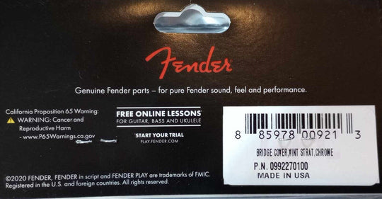 Genuine Fender Pure Vintage Stratocaster Bridge Cover. Made in USA PN 0992270100