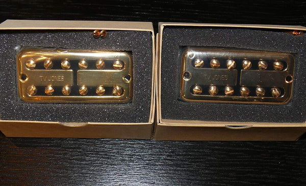 TV Jones Classic PLUS Bridge &  Classic Neck set ,Gold Covers - Universal mount