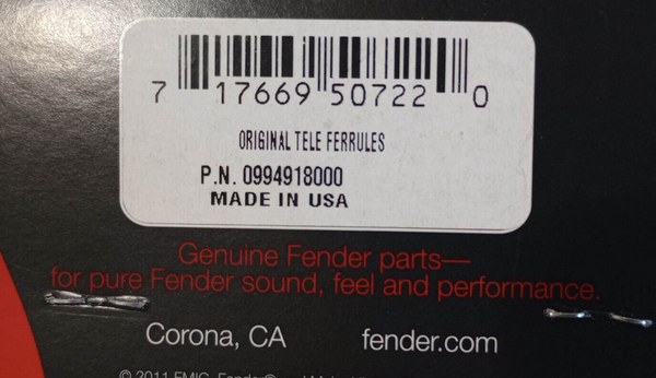 Fender Vintage-Style Telecaster® String Ferrules P.N. 0994918000 Made in USA