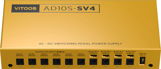 Vitoos AD10S-SV4 10 OUTPUTS/ 1*USB-Fully isoltaed pedal power supply.100-240V