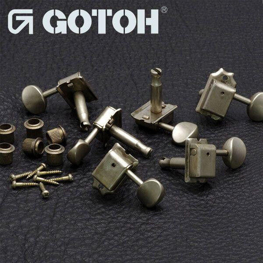 Genuine Gotoh SD91-05M Relic 6 In Line Vintage Guitar Tuners-Nickel- 1:15 ratio