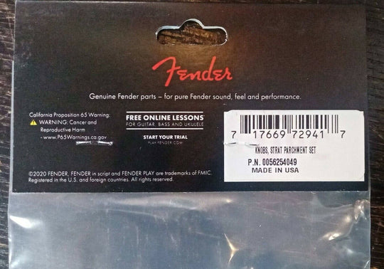 Guaranteed Genuine Fender Stratocaster Volume Tone Knob Set Parchment 0056254049