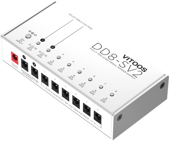 Vitoos DD8-SV2 8 outlet isolated pedal power supply.w/ AU 3A input & cables